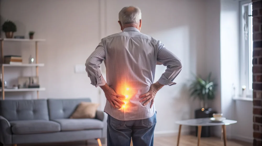 Lumbar Degenerative Joint Disease An illustration of Lumbar Degenerative Joint Disease causing back pain, a condition safely managed at our Jupiter Chiropractic practice
